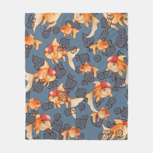Fancy Oranda Goldfish Fleece Blanket
