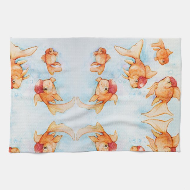 Fancy Oranda Goldfish Tea Towel (Horizontal)