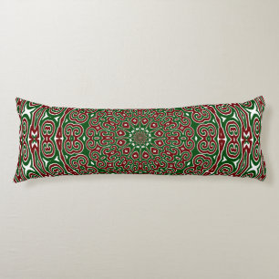Fancy Ornate Maximalist Groovy Christmas Mandala Body Cushion
