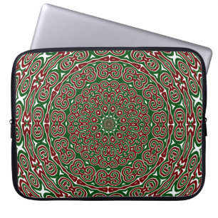Fancy Ornate Maximalist Groovy Christmas Mandala Laptop Sleeve