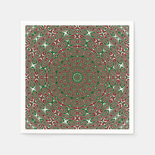 Fancy Ornate Maximalist Groovy Christmas Mandala Napkin