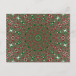 Fancy Ornate Maximalist Groovy Christmas Mandala Postcard