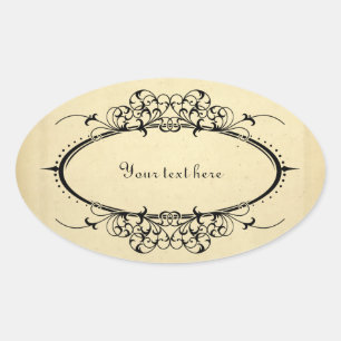 Fancy Oval Vintage Frame Customisable Sticker