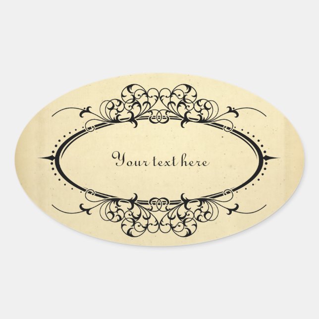 Fancy Oval Vintage Frame Customisable Sticker (Front)