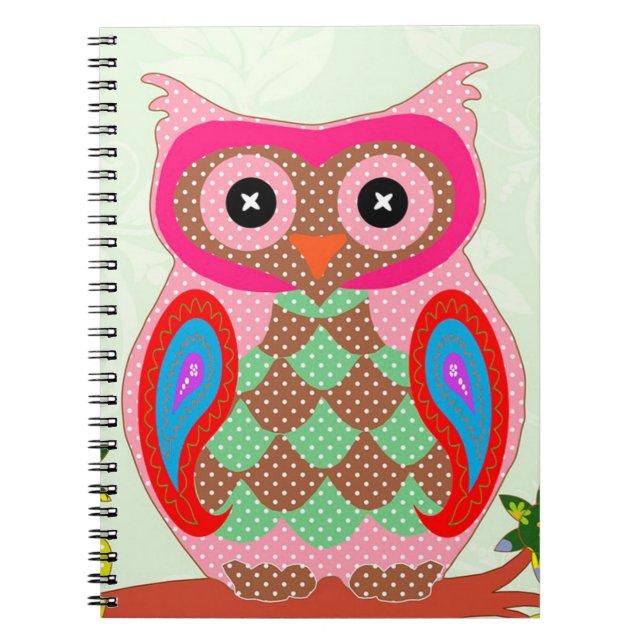 Fancy Owl Spiral Notebook (Front)