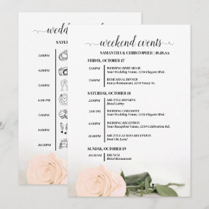 Fancy Pale Peach Rose Wedding Events & Timeline Programme