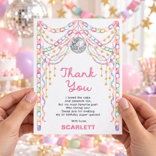 Fancy Paper Chain Girl Birthday Thank You Card
