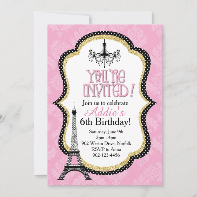 Fancy Paris Party Invitation (Front)