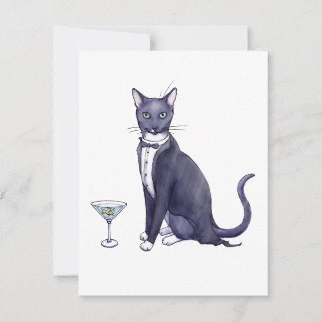Fancy Party Cat Invitation (Front)