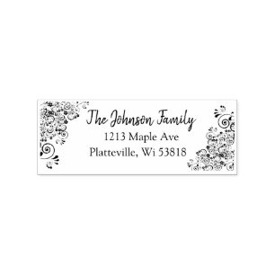 Fancy Personalised Family Address Rubber Stamp