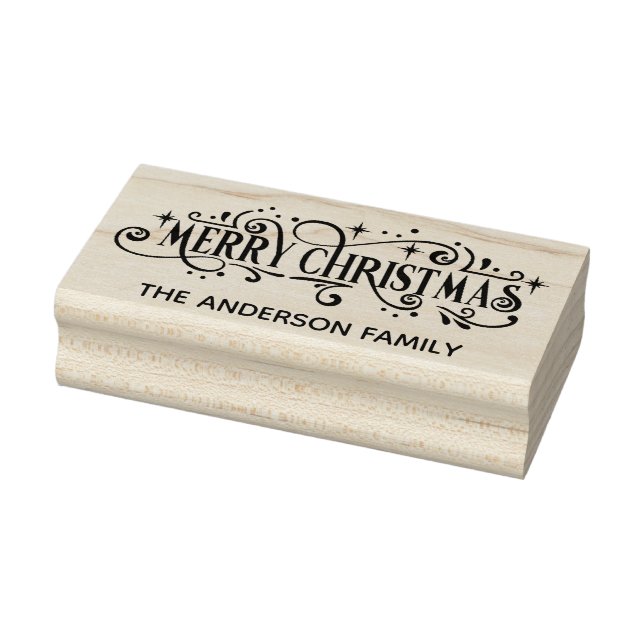 Fancy Personalised Merry Christmas Wood Art Stamp (Stamp)