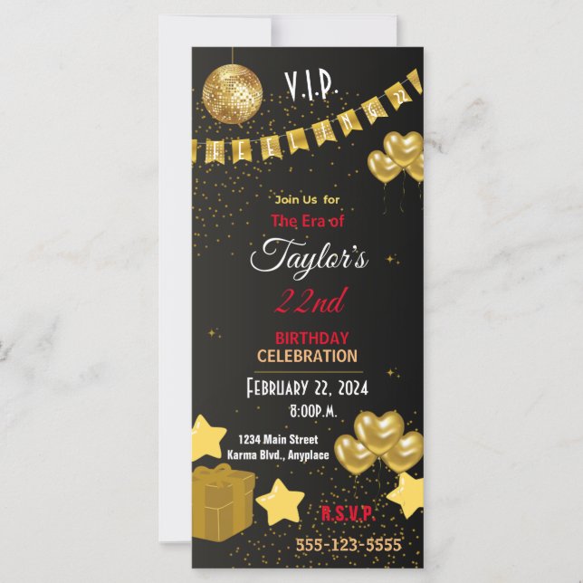 Fancy Personalised V.I.P. Party Invite (Front)
