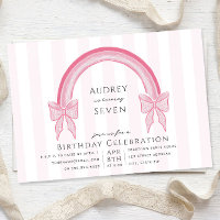 Fancy Pink Bow Rainbow Girls Birthday Party