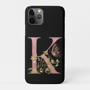 Fancy Pink Glitter Letter K Case-Mate iPhone Case
