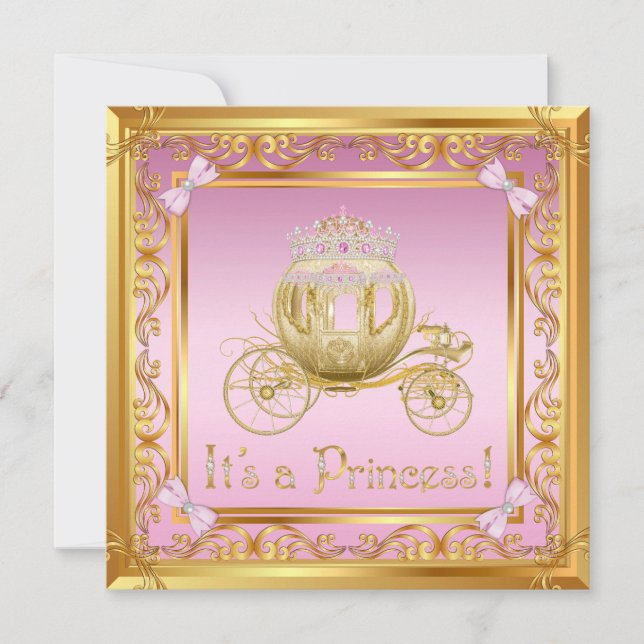 Fancy Pink Gold Princess Baby Shower Invitation (Front)