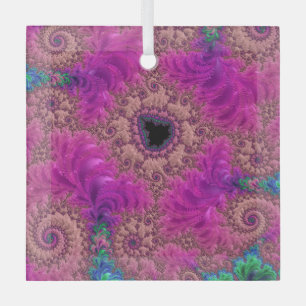 Fancy Pink Ostrich Feathers Fractal Abstract Art Glass Tree Decoration