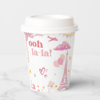 Fancy Pink Paris Birthday Paper Cups Eiffel Tower