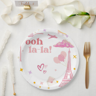 Fancy Pink Paris Eiffel Tower Party Paper Plates