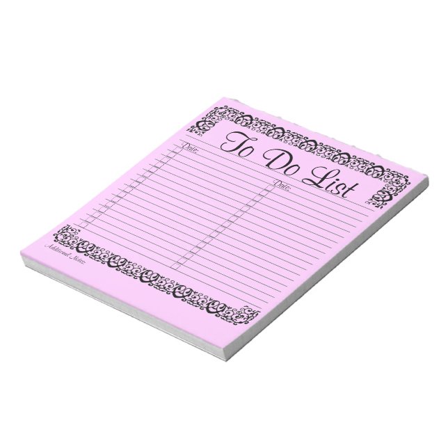 Fancy Pink To Do List Notepad (Rotated)