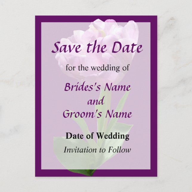 Fancy Pink Tulip Save the Date Announcement Postcard (Front)
