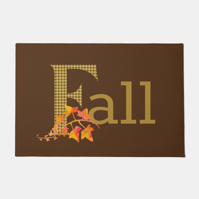 Fancy Plaid Fall Word Art  Front  Doormat (Front)