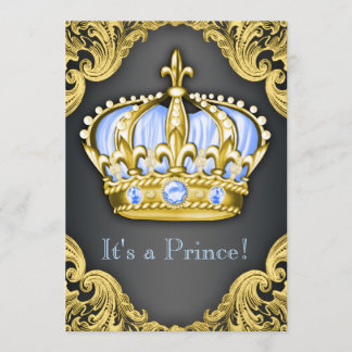 Fancy Prince Baby Shower Baby Blue Invitation