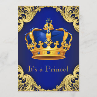 Fancy Prince Baby Shower Blue Invitation