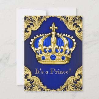 Fancy Prince Baby Shower Blue Invitation