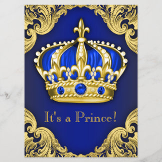 Fancy Prince Baby Shower Blue Invitation
