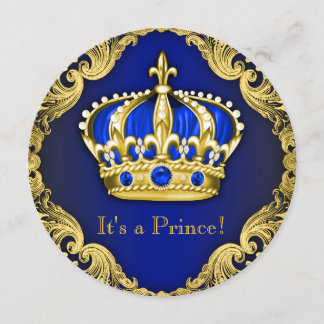 Fancy Prince Baby Shower Blue Invitation