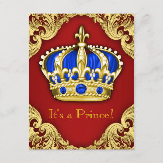 Fancy Prince Baby Shower Red Invitation