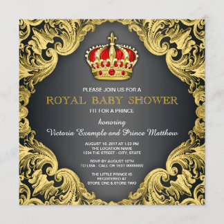 Fancy Prince Baby Shower Regal Red Invitation
