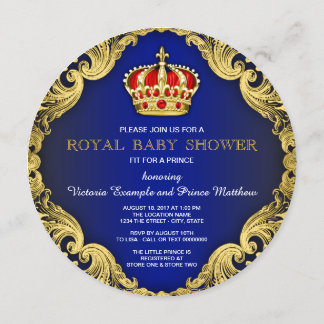 Fancy Prince Baby Shower Royal Blue Invitation