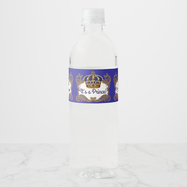 Fancy Prince Royal Crown Water Bottle Labels (Front)