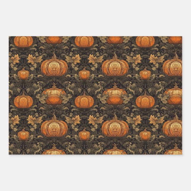 Fancy Pumpkins Wrapping Paper Sheet (Front)