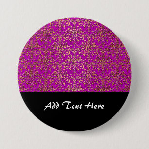 Fancy Purple and Gold Damask Pattern 7.5 Cm Round Badge