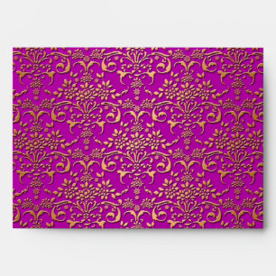 Fancy Purple and Gold Damask Pattern Envelopes