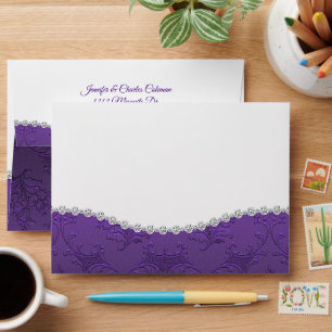 Fancy Purple Damask and Diamonds Envelope