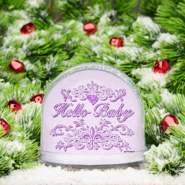 Fancy Purple Hello Baby Snowglobe (Christmas)