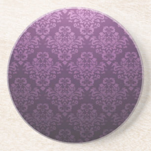 Fancy Purple Victorian Damask Pattern Coaster