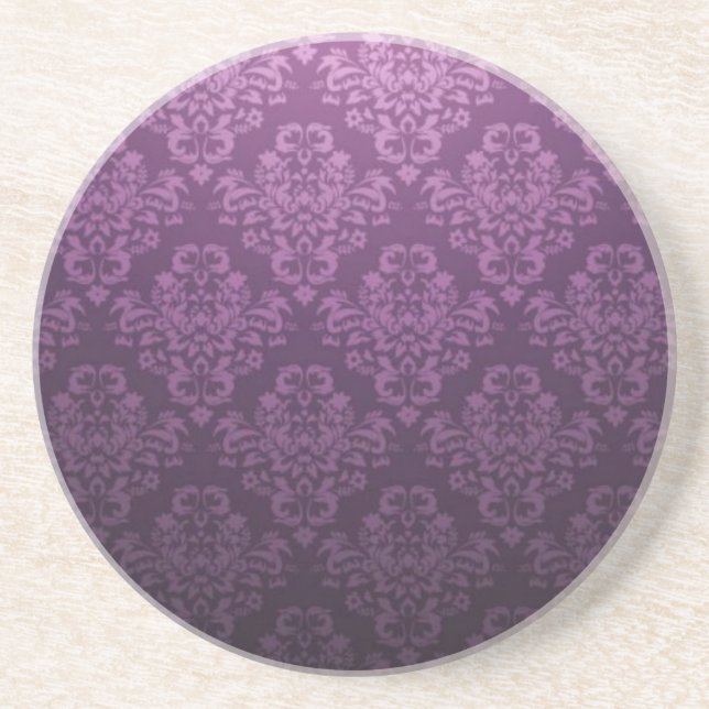Fancy Purple Victorian Damask Pattern Coaster (Front)