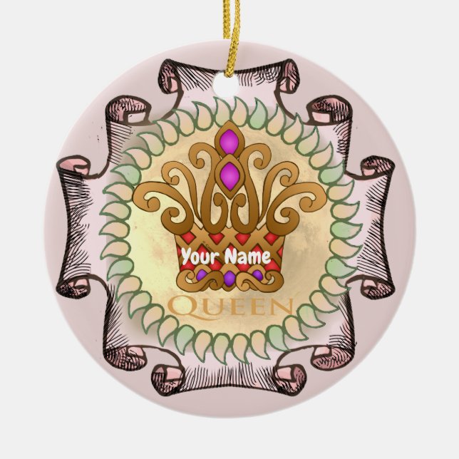 Fancy Queen Crown  Ceramic Tree Decoration (Front)