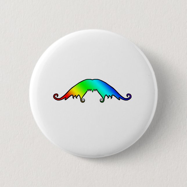 Fancy Rainbow Moustache 6 Cm Round Badge (Front)