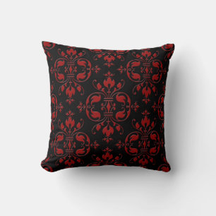 Fancy Red and Black Damask Cushion