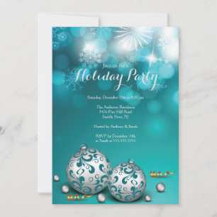 Fancy Red Bokeh Lights Holiday Invitation