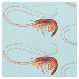 Fancy  Red Crayfish on Blue Fabric