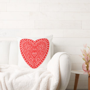 Fancy Red Dots Heart 20in Cushion