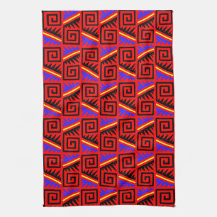 Fancy Red Mexican Pattern Tea Towel