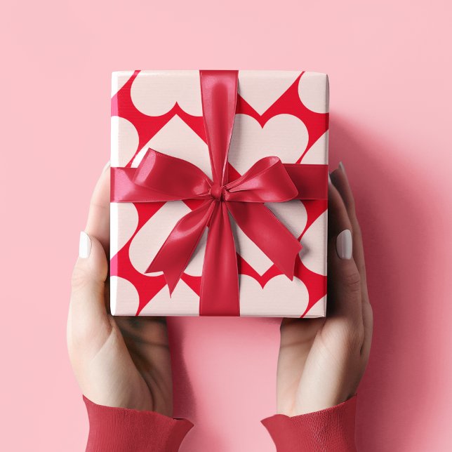 Fancy Red & Pink Heart Pattern Valentines Wrapping Paper (Creator Uploaded)