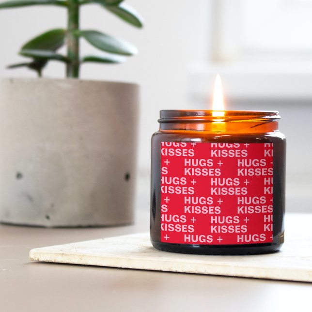 Fancy Red & Pink Hugs & Kisses Valentines Square Sticker (Creator Uploaded)